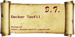 Decker Teofil névjegykártya